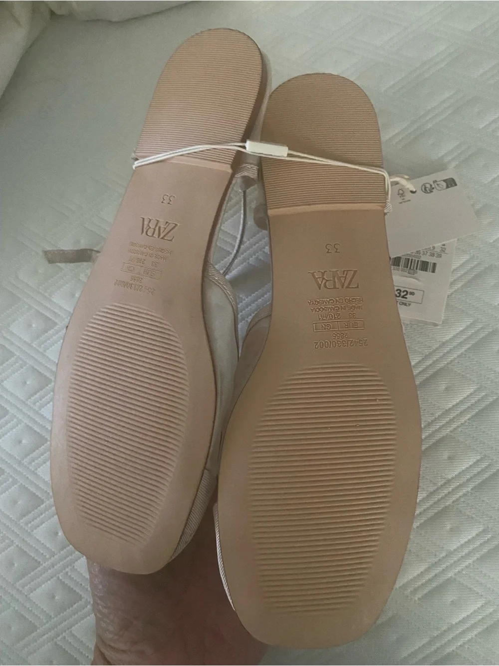 Zara Nude Beige Slingback Flats with Ankle Strap